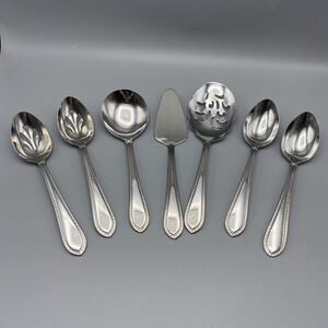 Reed & Barton HELENA MARIA Stainless Flatware 8pcs Serving Spoons Macaroni Pie